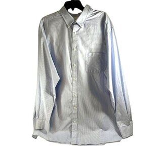 Rowm Mens Shirt Button Down Long Sleeves Blue Checked Pocket Big & Tall Size 2XT
